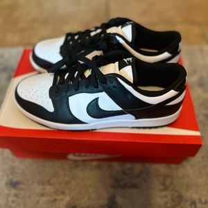 Brand New with Box Nike Dunk Low in color Panda (black/white) 9 women/7.5 men